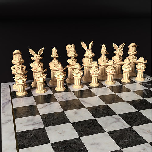 Looney Tunes Chess Set STL 3D Printable Cartoon Characters 3D print model