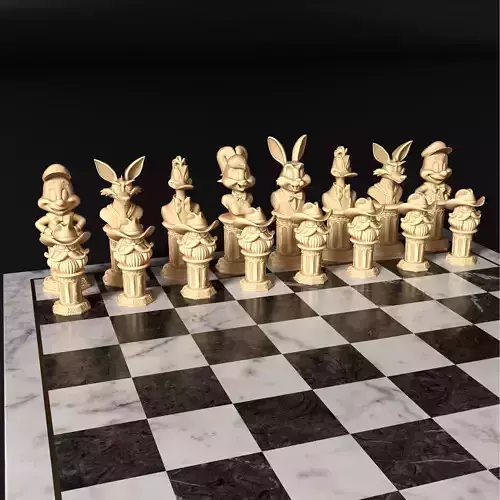 Looney Tunes Chess Set STL 3D Printable Cartoon Characters 3D print model