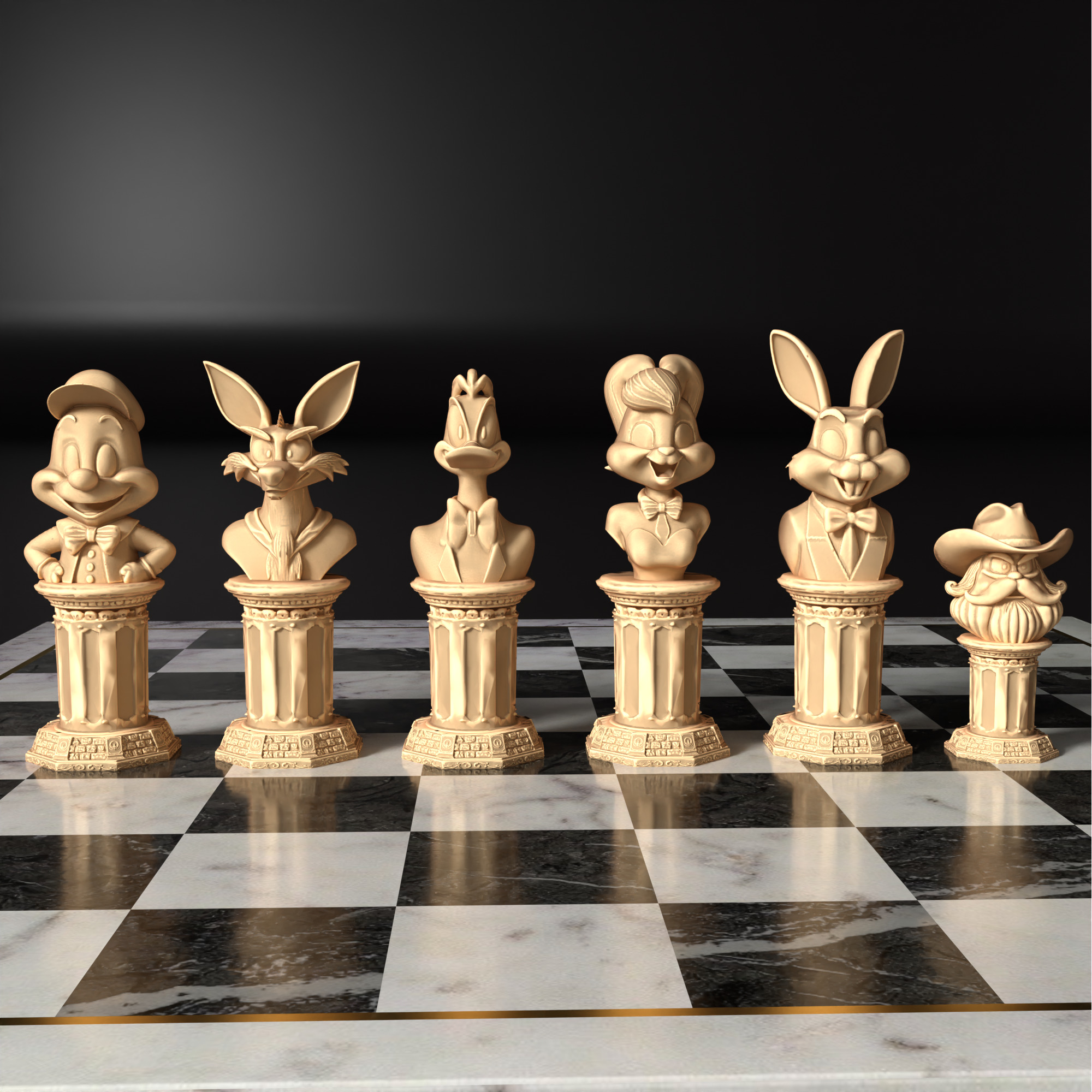 Looney Tunes Chess Set STL 3D Printable Cartoon Characters 3D print model_23