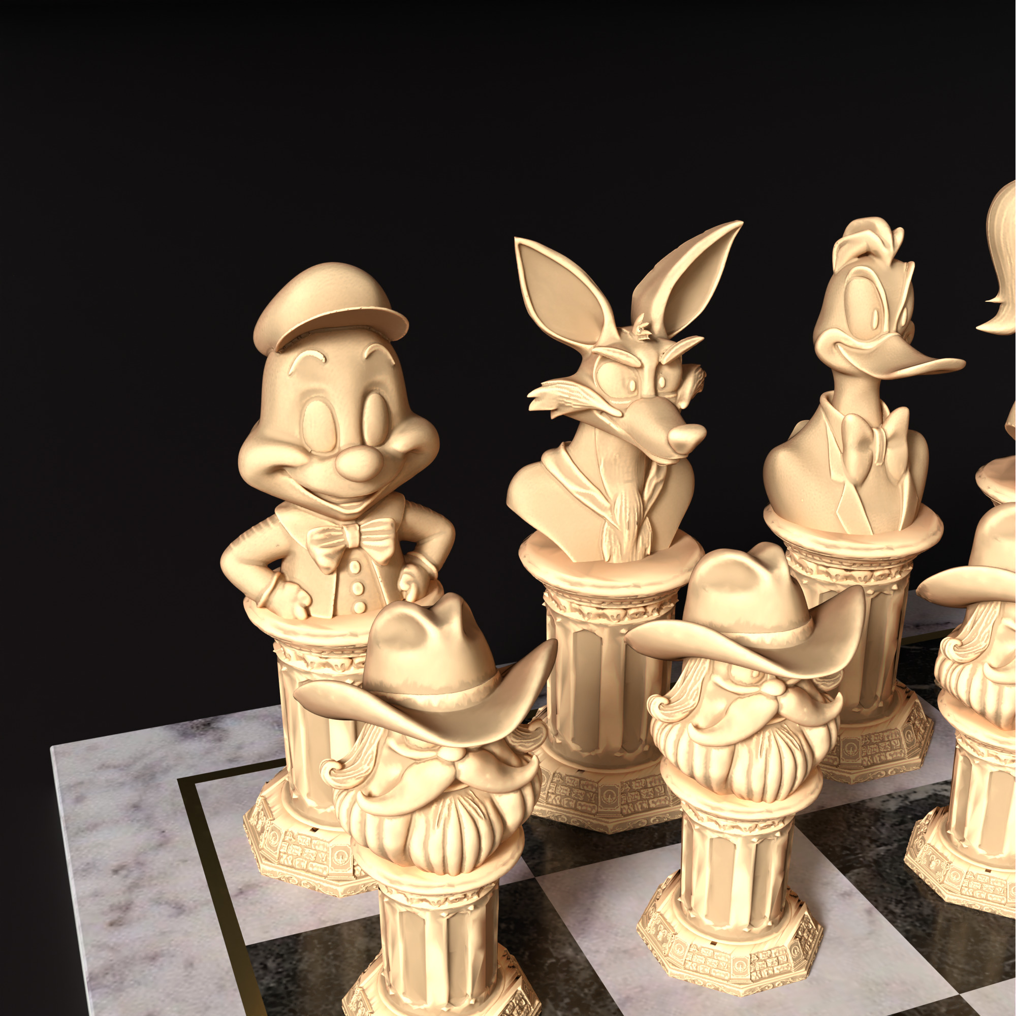 Looney Tunes Chess Set STL 3D Printable Cartoon Characters 3D print model_17