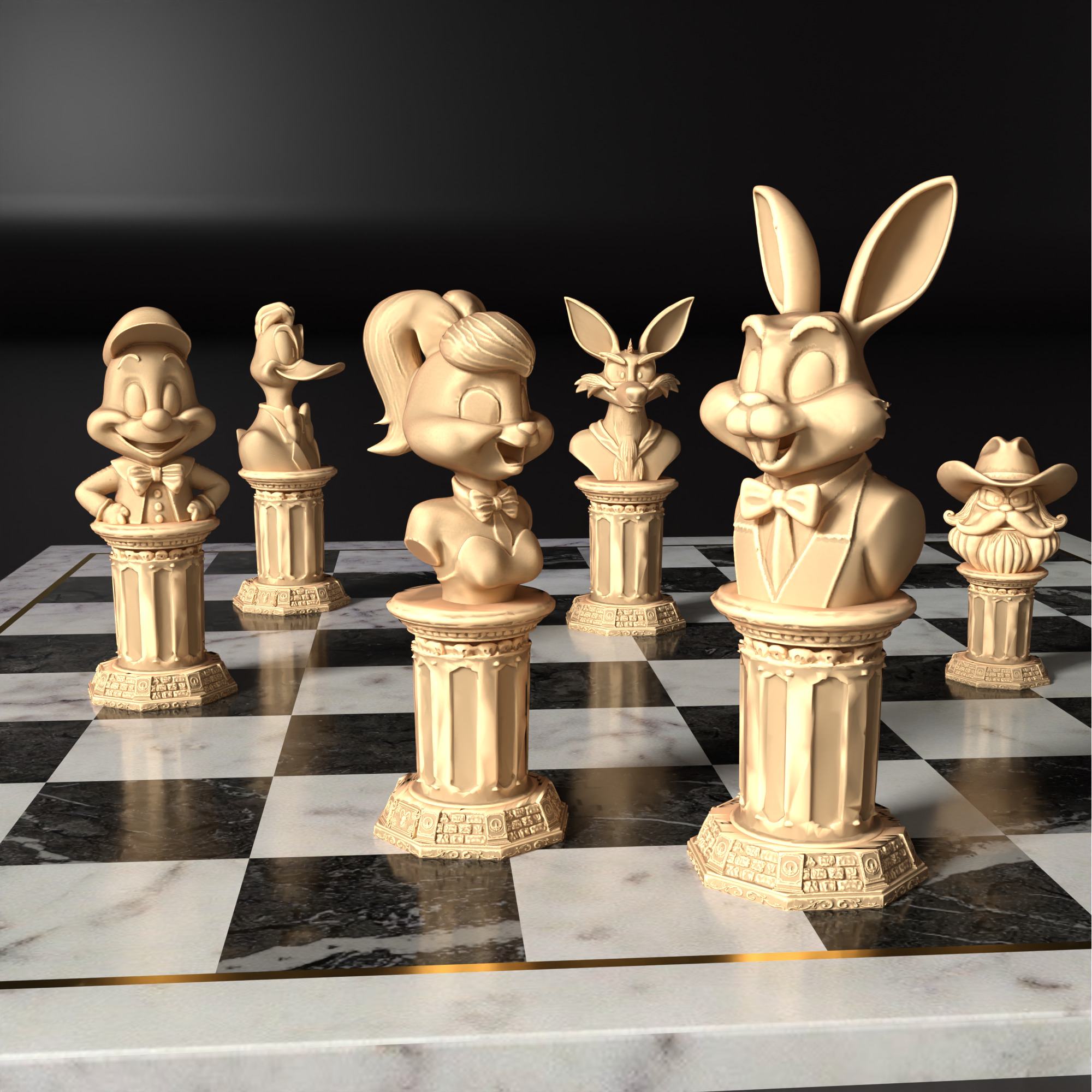 Looney Tunes Chess Set STL 3D Printable Cartoon Characters 3D print model_27