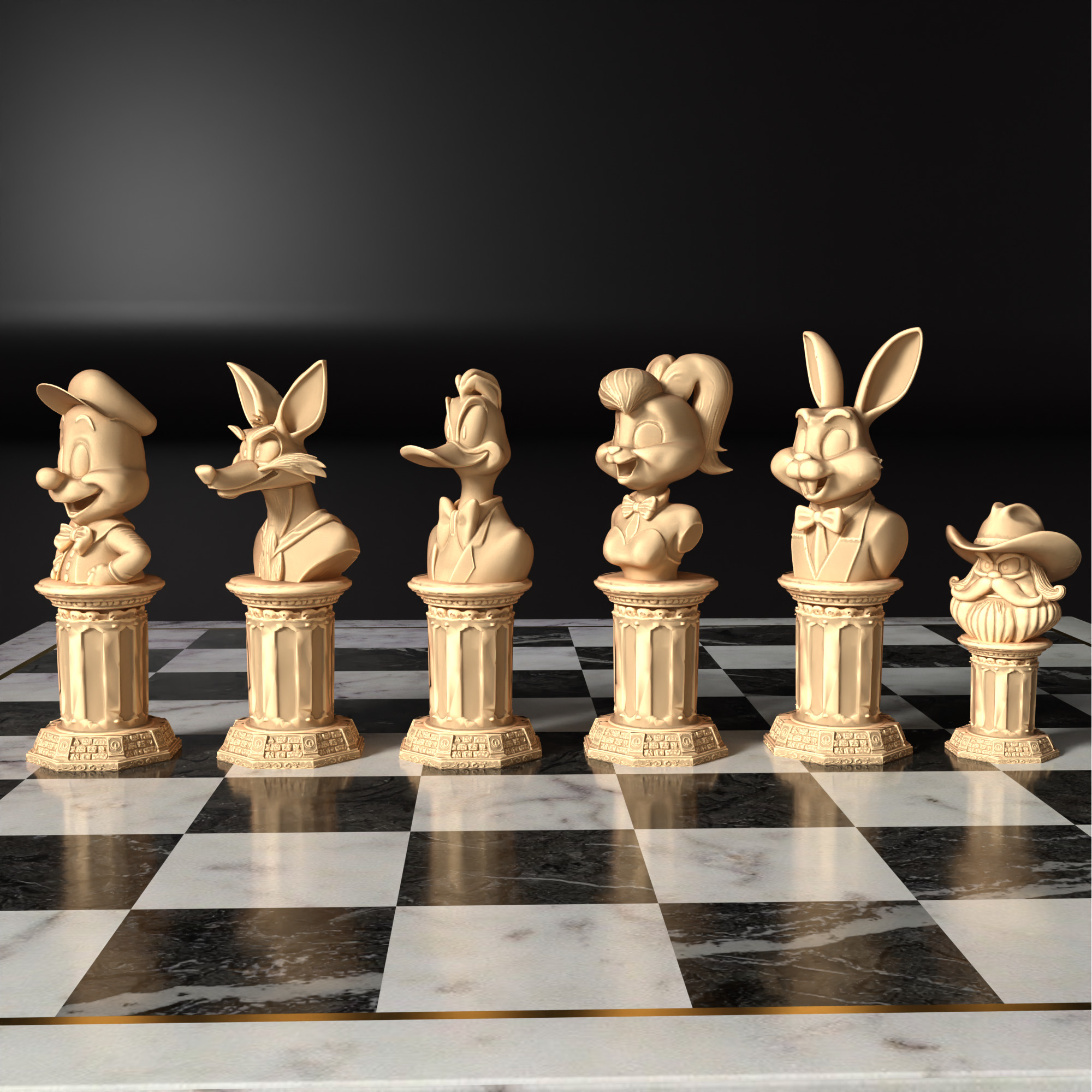 Looney Tunes Chess Set STL 3D Printable Cartoon Characters 3D print model_25