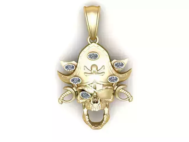 Pirate skull pendant 3D printable model 