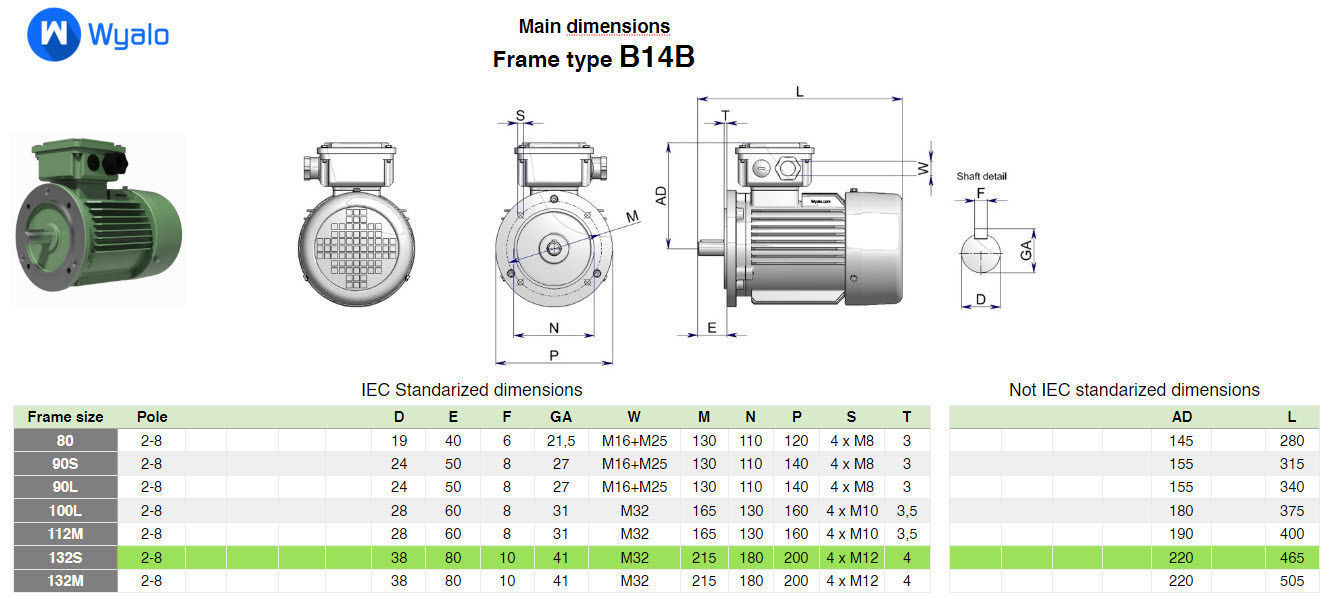 132S B14b IEC electric motor - 3D CAD model 3D model_4