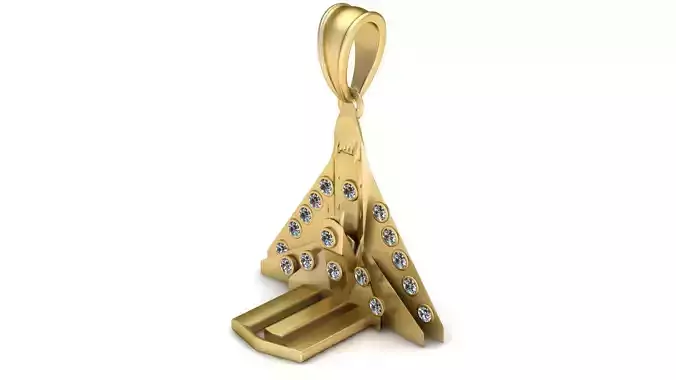 Fighter jet gold pendant 3D printable model 