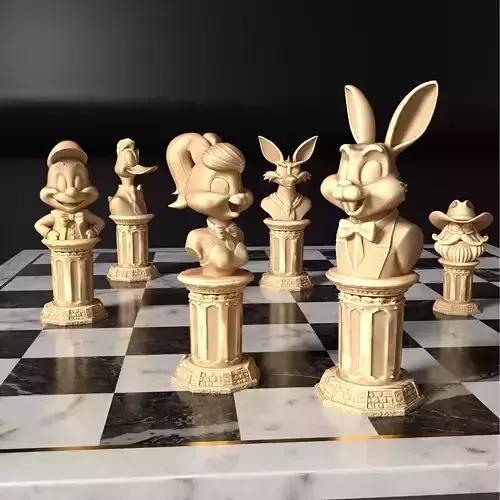 Classic Cartoon Chess Set  Looney Style 3D Printable STL Models 3D print model