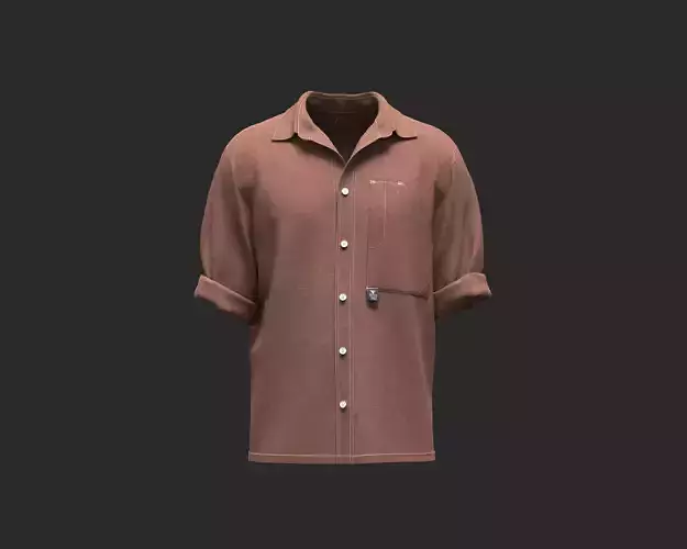 Mens shirt with chest pocket and contrast top stitching