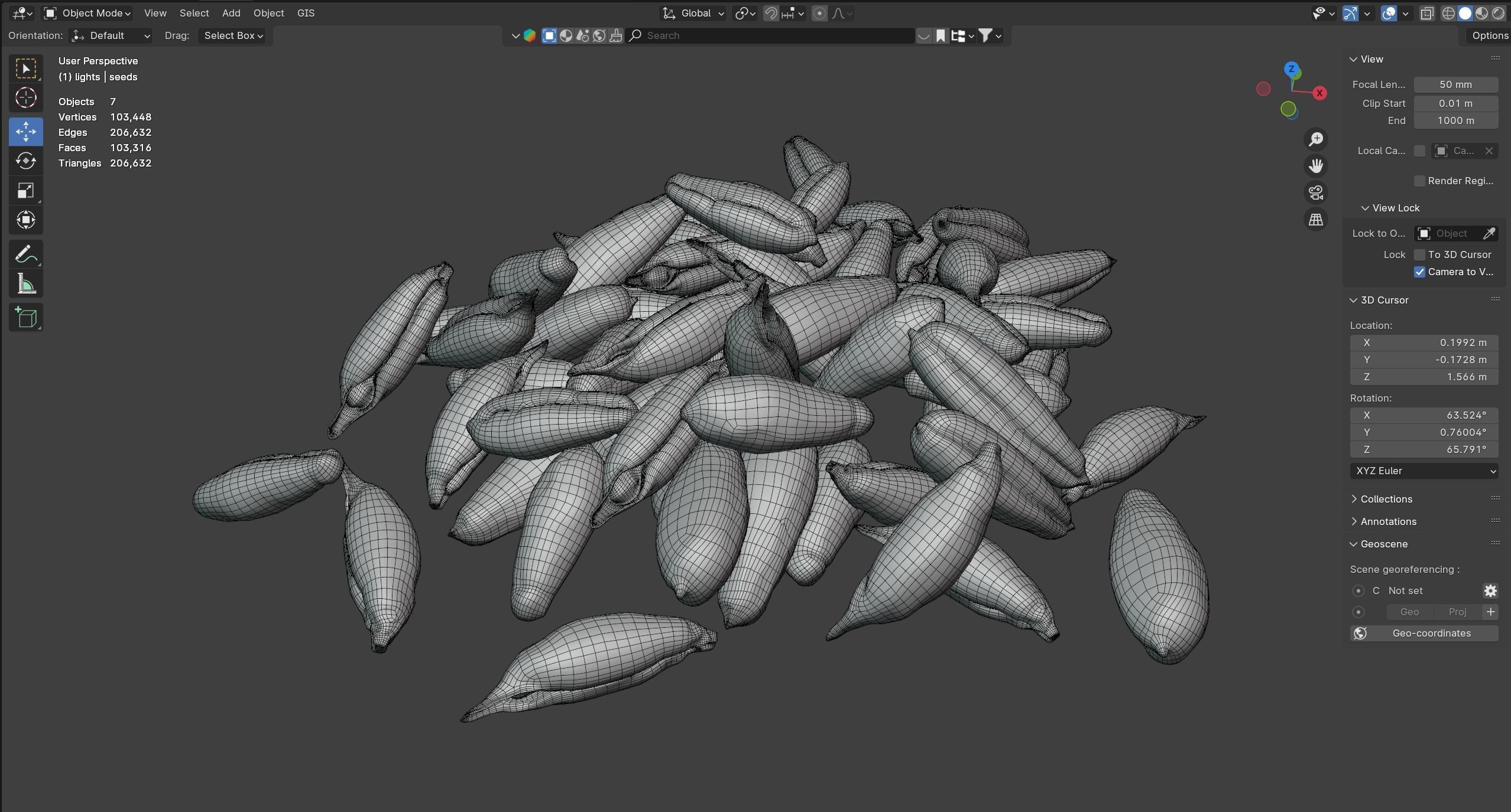 Date seed pile  Low-poly 3D model_7