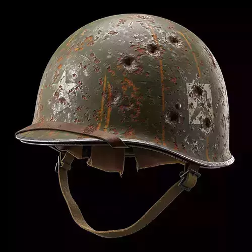WWII Battle-Worn M1 Military Helmet 3D model