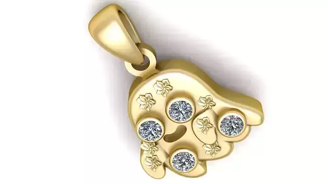 Paw print gold pendant  3D printable model 