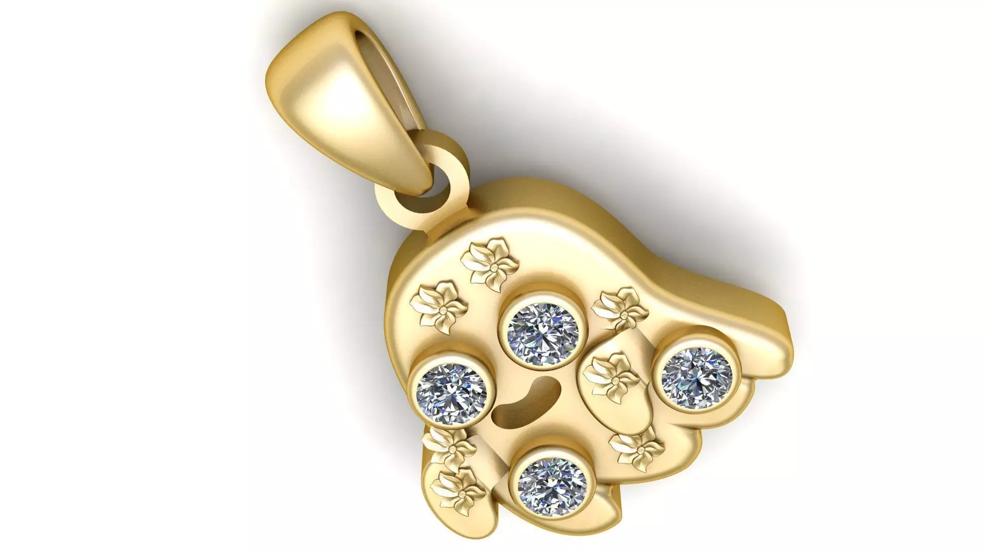 Paw print gold pendant 3D printable model 3D print model_0