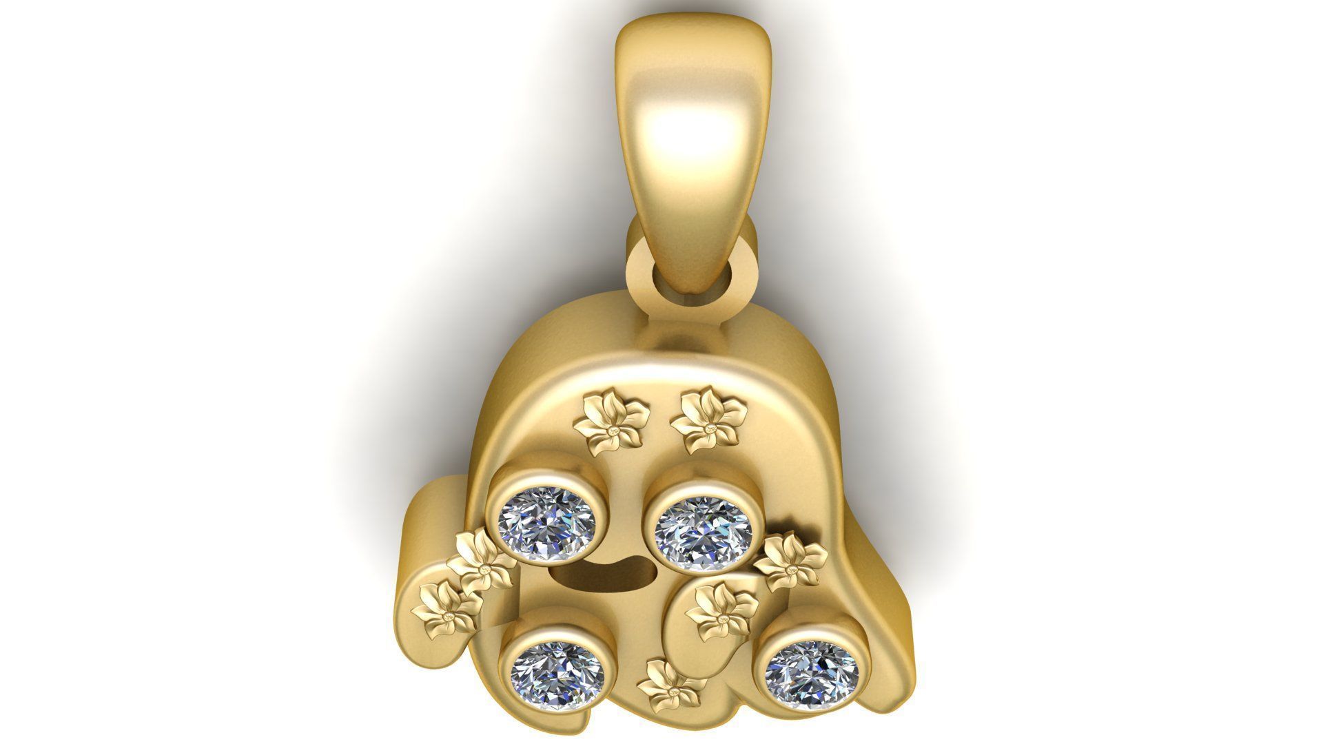 Paw print gold pendant 3D printable model 3D print model_6