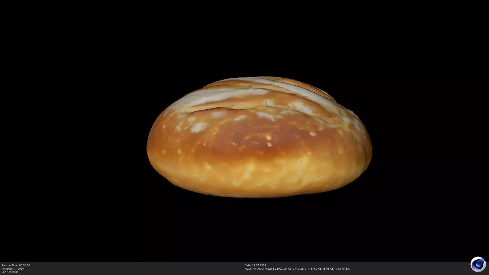 Stylized Turkish Loaf Bread 3D Model - AI Low-poly 3D model_0