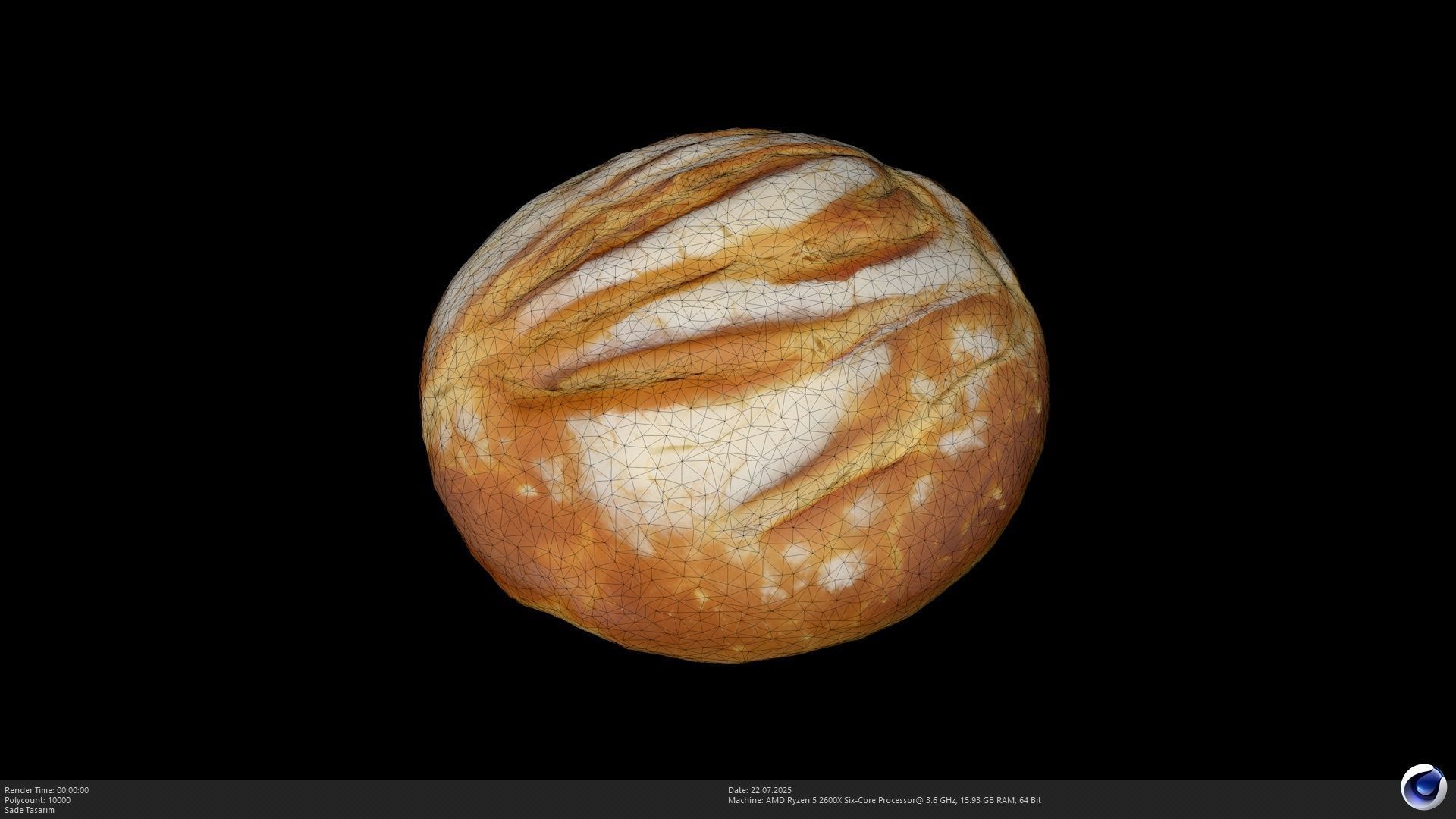 Stylized Turkish Loaf Bread 3D Model - AI Low-poly 3D model_5