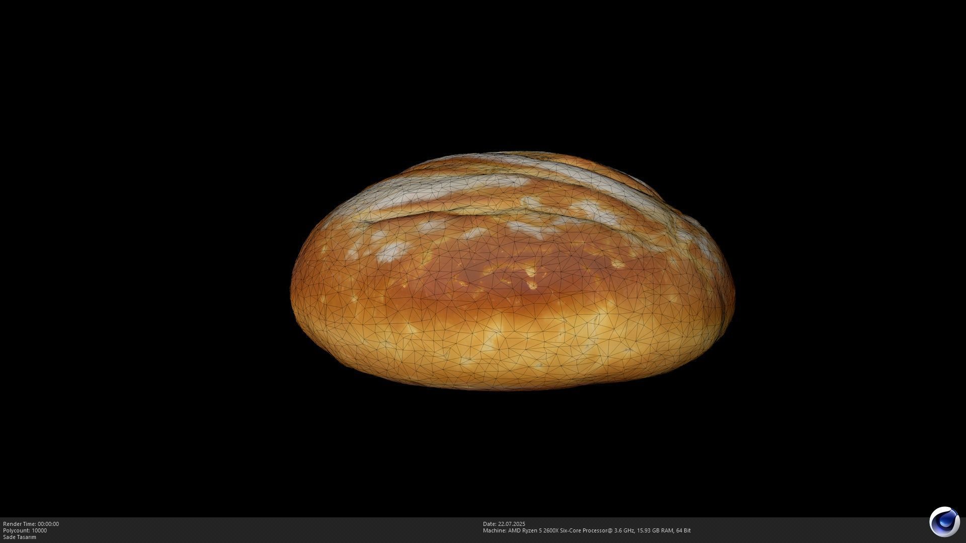 Stylized Turkish Loaf Bread 3D Model - AI Low-poly 3D model_2