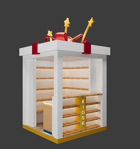 Modern Gift Kiosk  Open    Closed Display Versions Low-poly 3D model