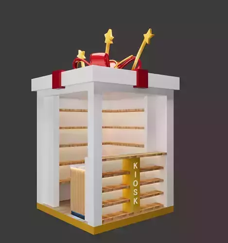 Modern Gift Kiosk  Open    Closed Display Versions Low-poly 3D model