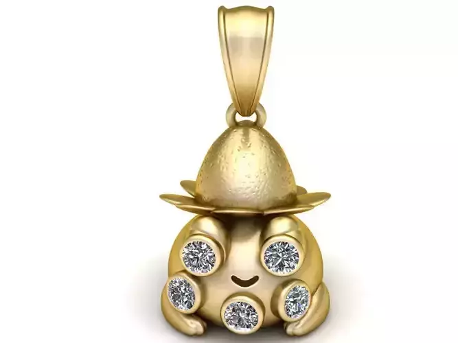 Cute gold character pendant   3D printable model 