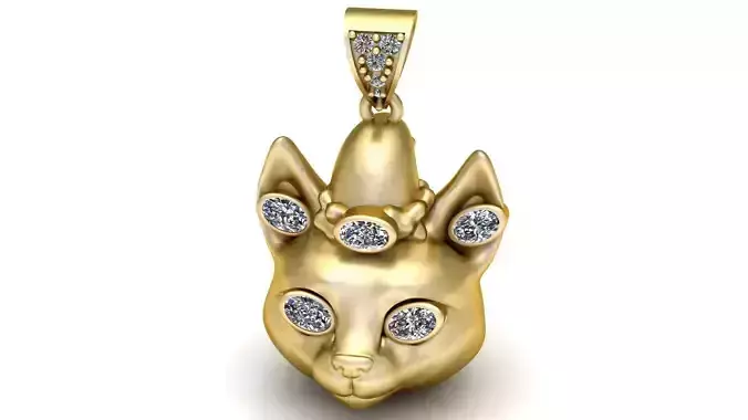 Gold cat pendant  3D printable model 