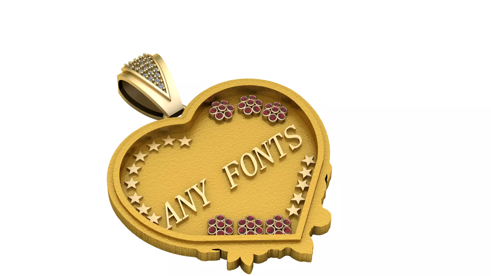 ANY FONTS HEART PENDANT 3D print model