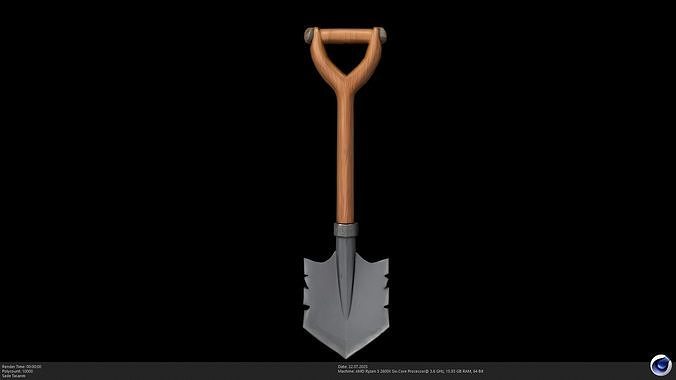 Stylized Wooden Handled Shovel 3D Model - AI Low-poly 3D model