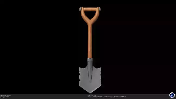Stylized Wooden Handled Shovel 3D Model - AI