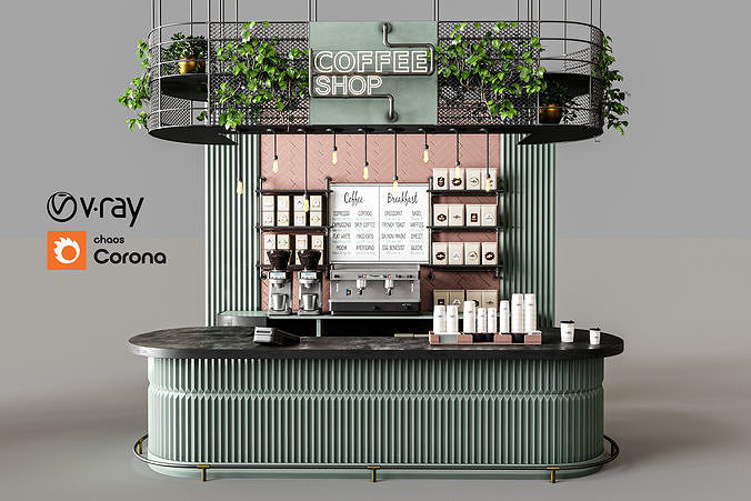 Modern Coffee Kiosk - 3D Model for V-Ray And Corona Renderer 3D model