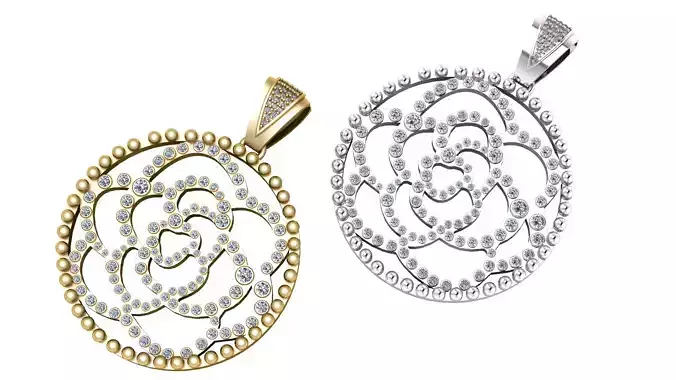 ROUND FLOWER DIAMOUND PENDANT 