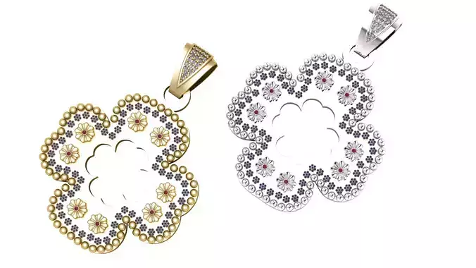  Gold Flower Pendant 3D Printable Model