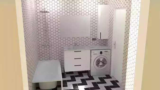 bathroom cabinet Low-poly 3D model