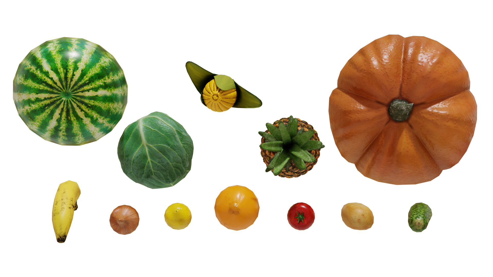 Groceries collection Low-poly 3D model_4