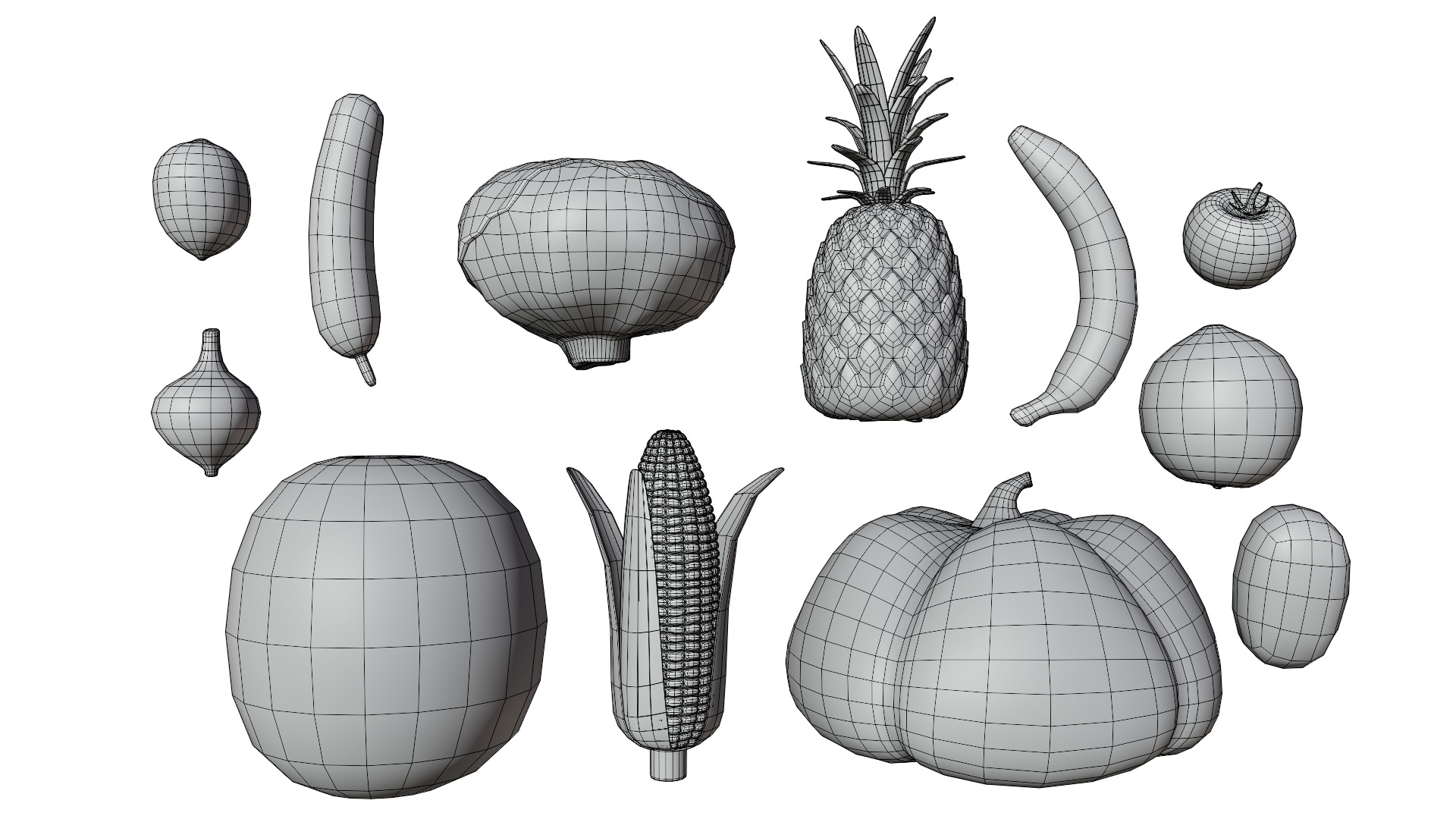 Groceries collection Low-poly 3D model_5