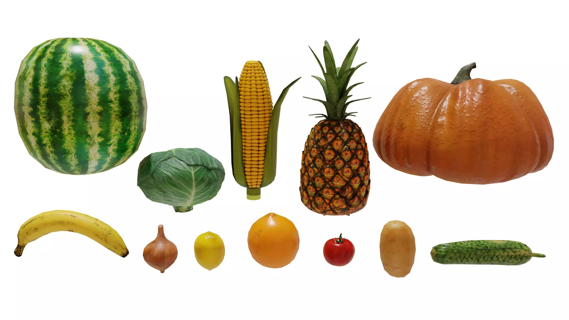 Groceries collection Low-poly 3D model_0