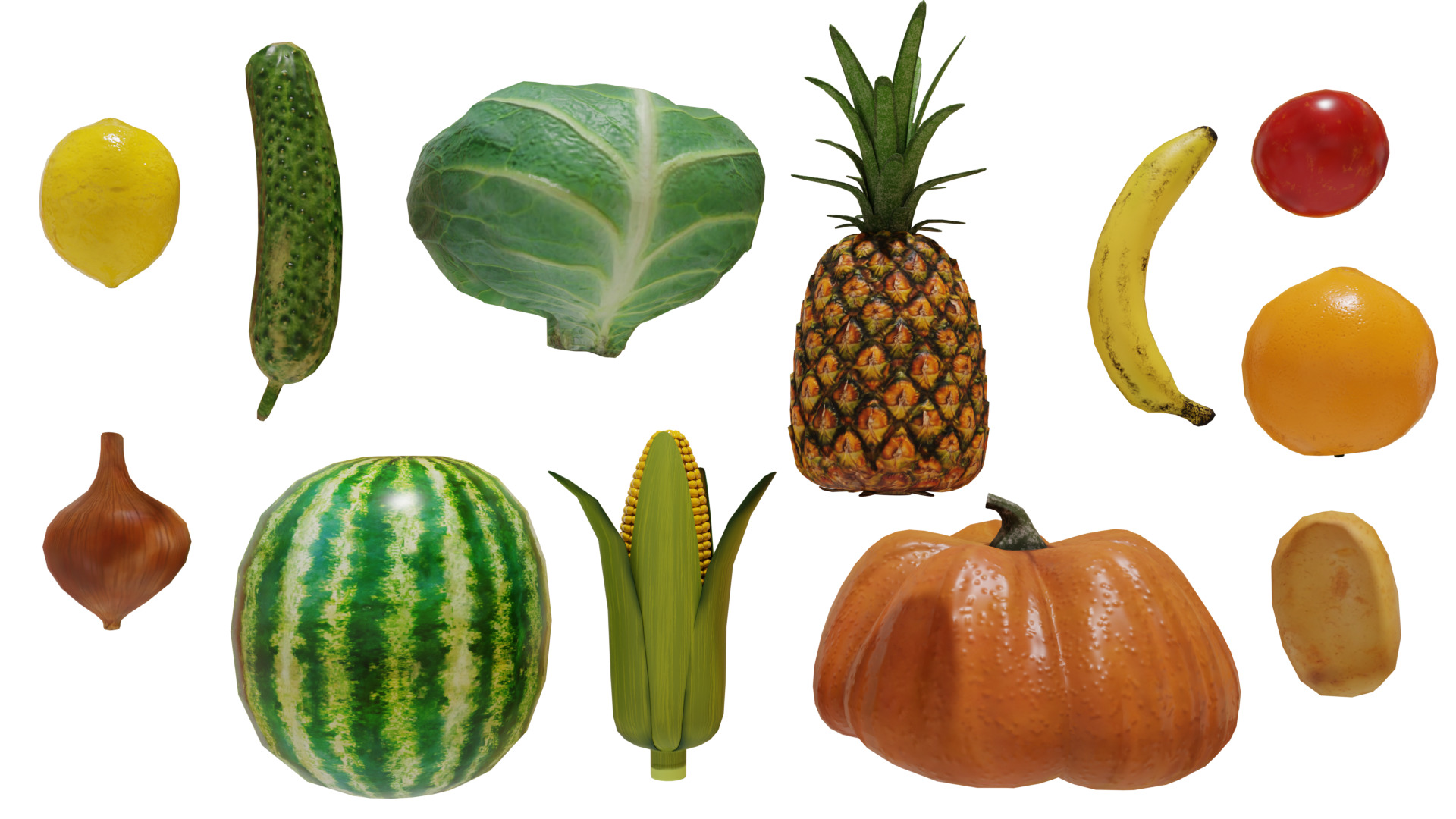 Groceries collection Low-poly 3D model_9