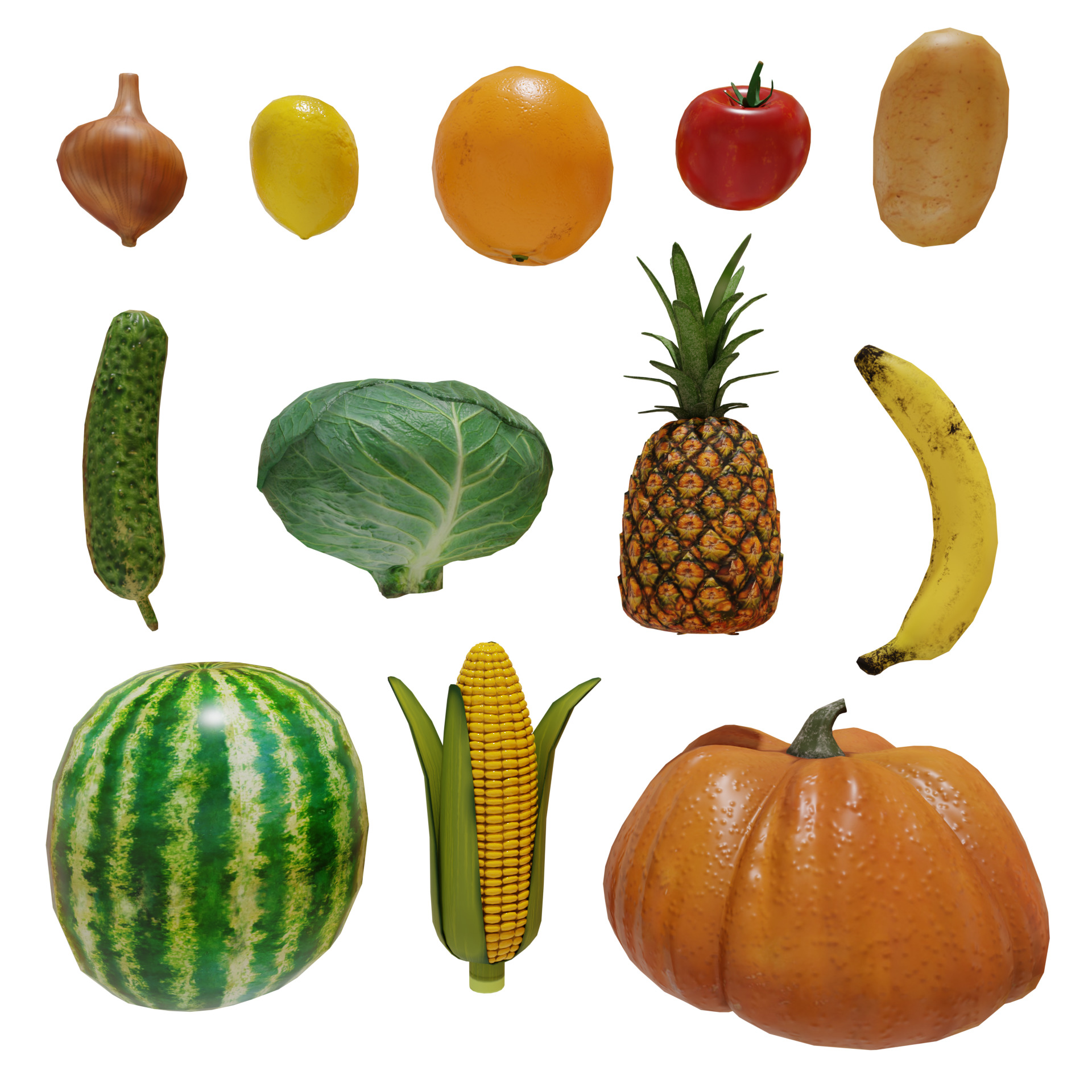 Groceries collection Low-poly 3D model_7