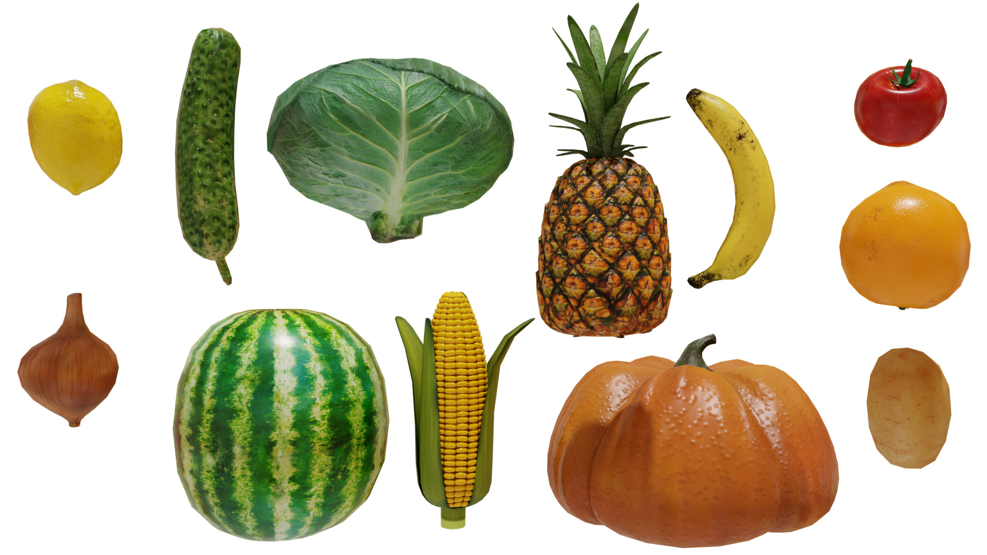 Groceries collection Low-poly 3D model_8