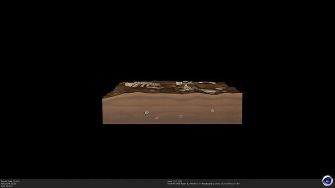 Stylized Fossil Dig Site - Skeleton Remains - AI Low-poly 3D model