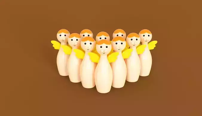 Cartoon Angel Bowling And Ball Bowling 