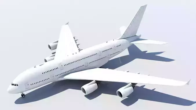 A380 Double Deck Wide-Body Airliner Static Blank Low-poly 3D model