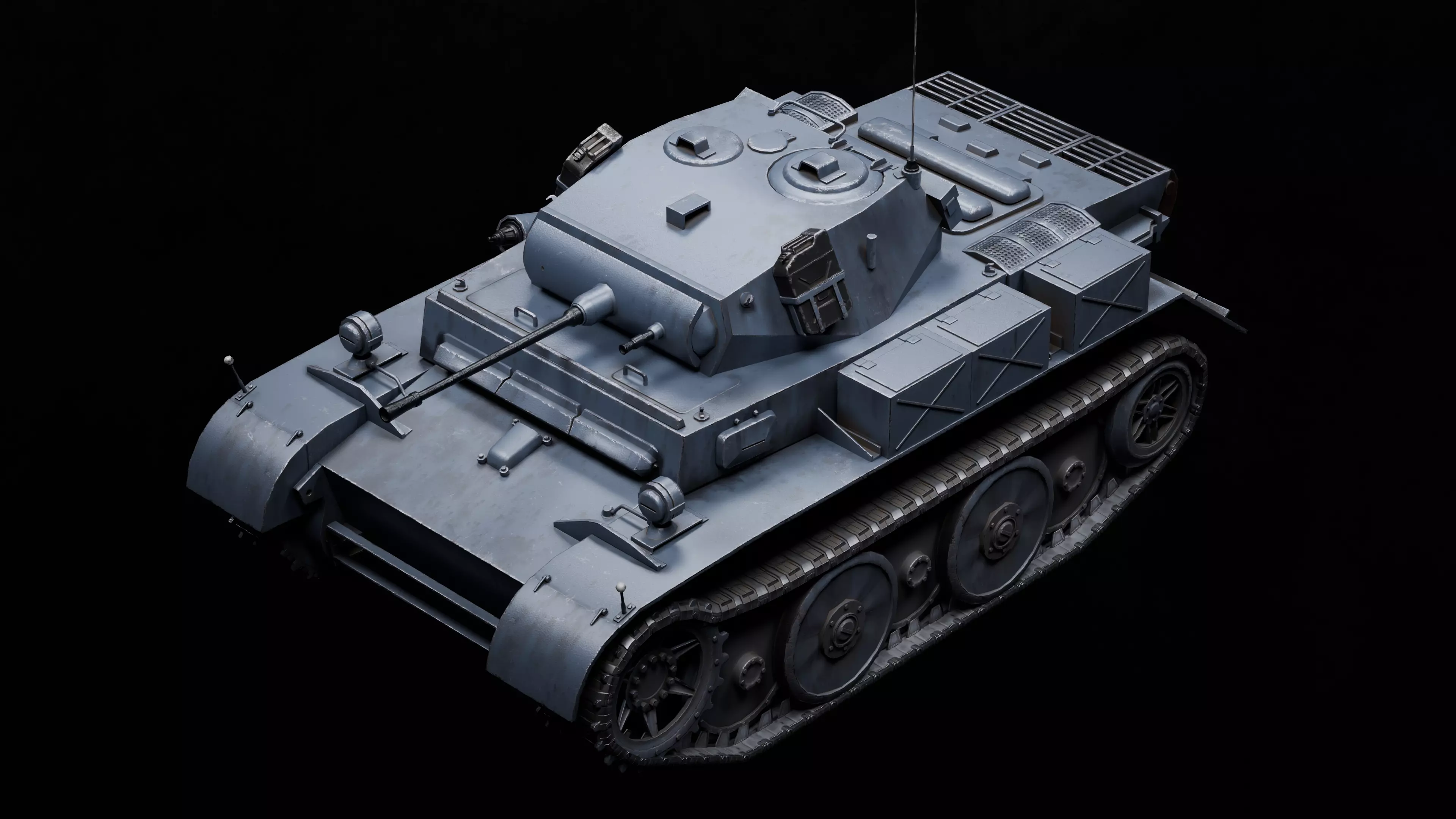 Panzer 2 Luchs WW2 German Tank Rigged Low-poly 3D model_0
