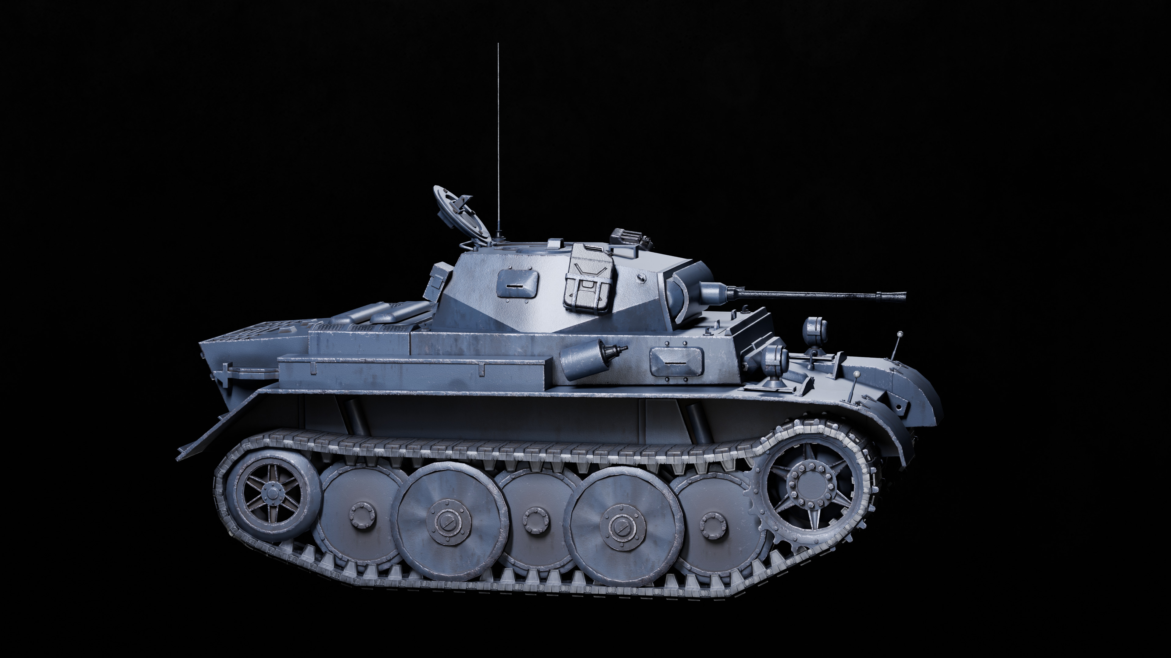 Panzer 2 Luchs WW2 German Tank Rigged Low-poly 3D model_8
