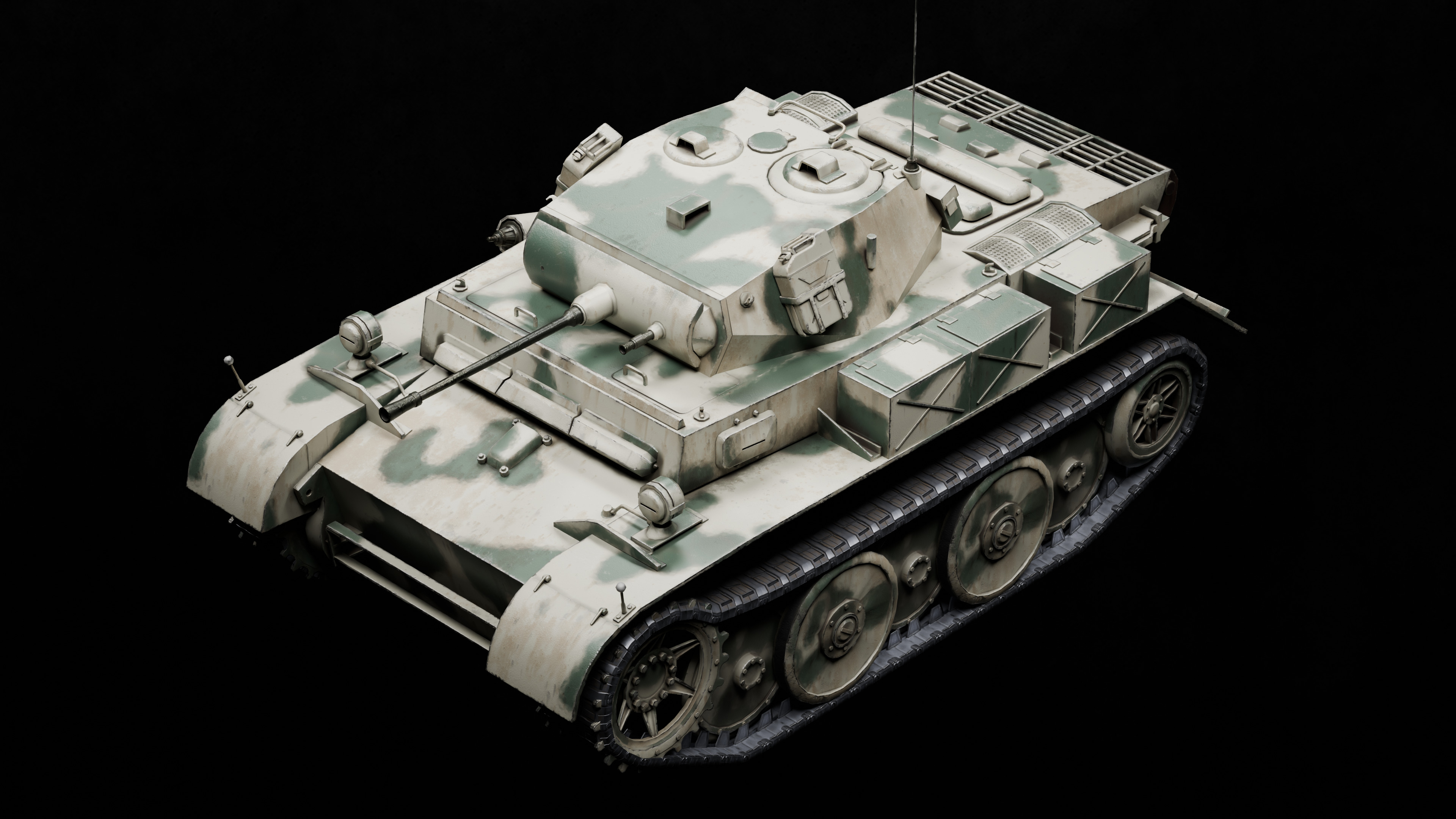 Panzer 2 Luchs WW2 German Tank Rigged Low-poly 3D model_5