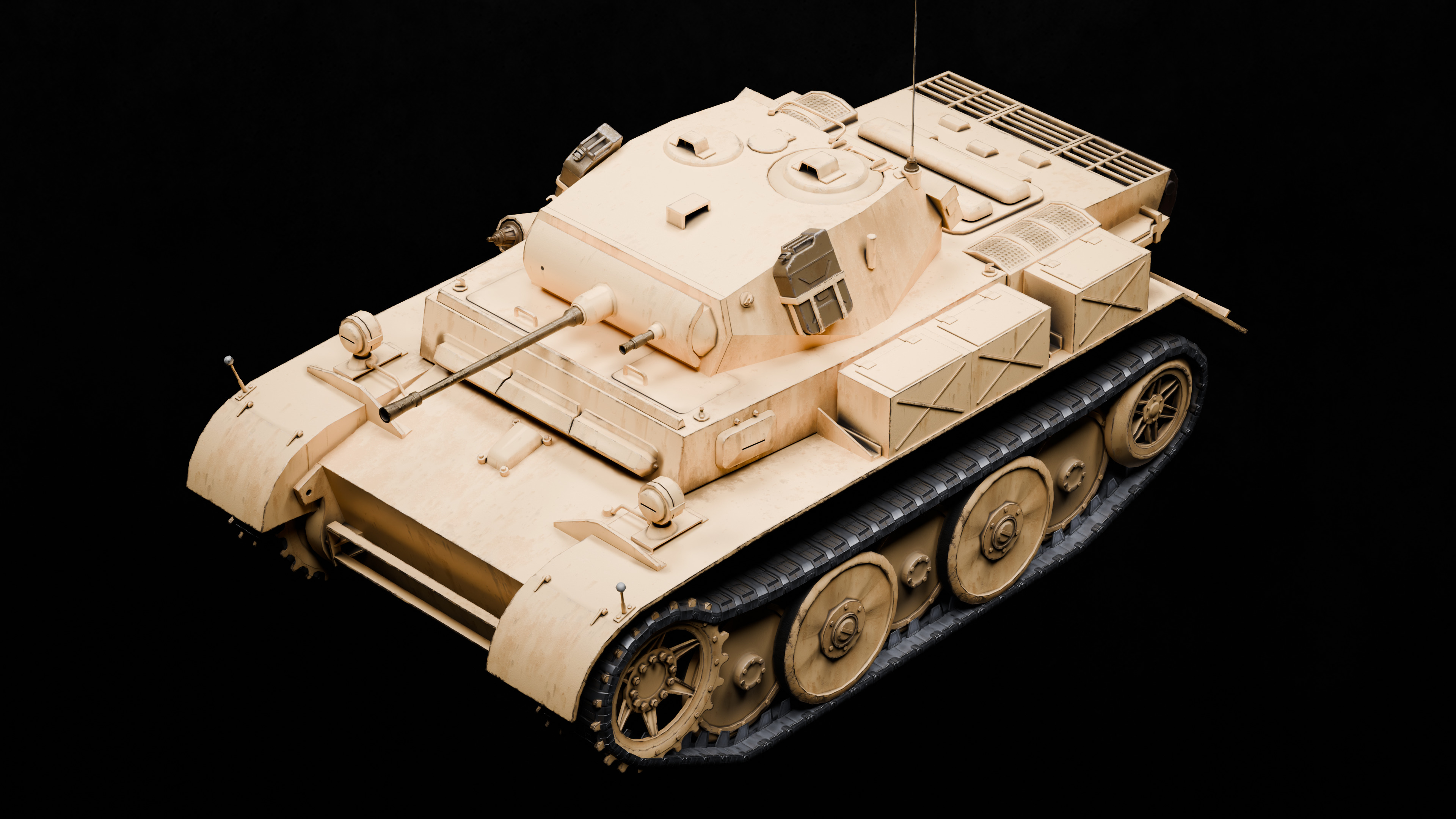Panzer 2 Luchs WW2 German Tank Rigged Low-poly 3D model_4