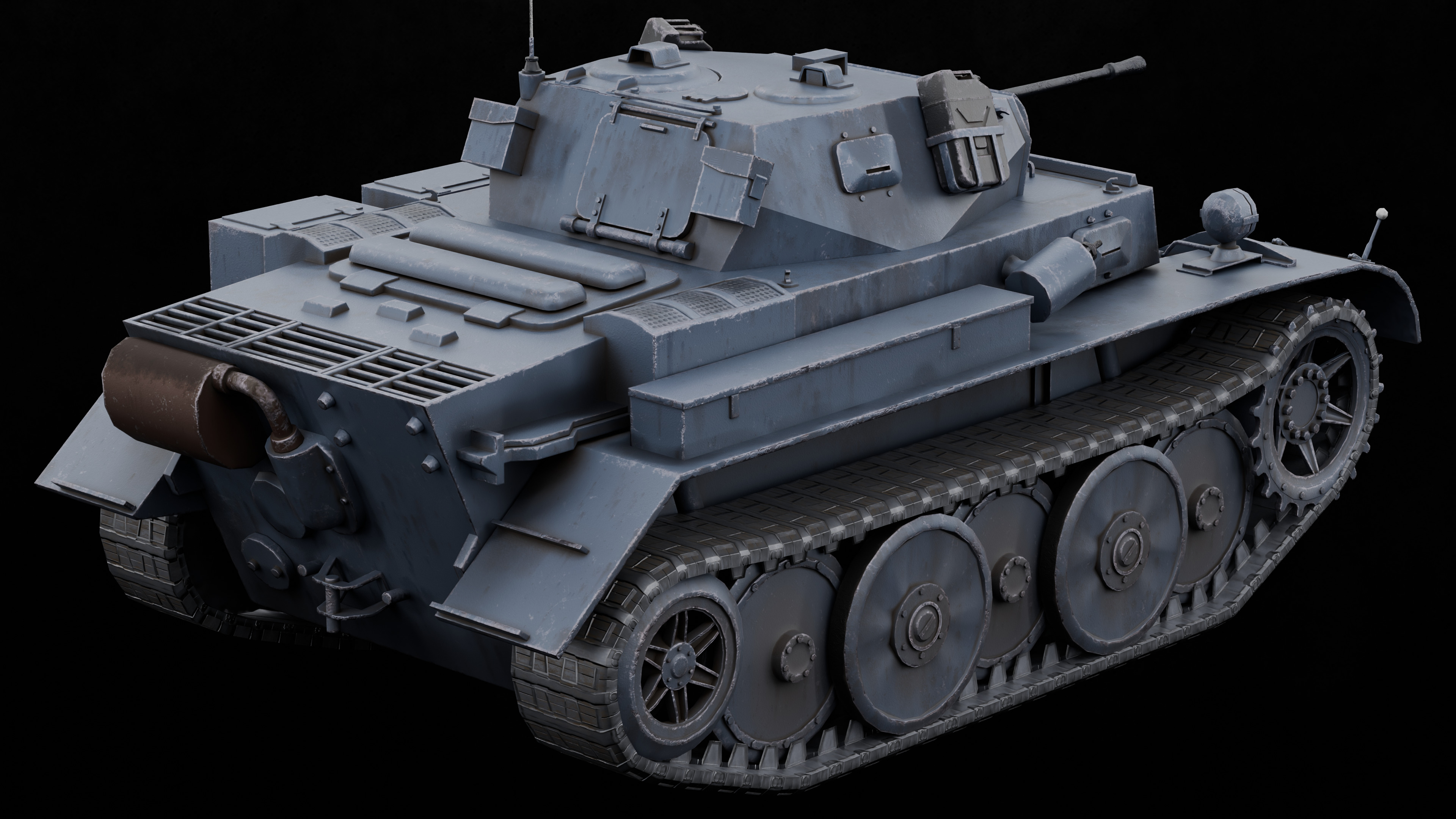 Panzer 2 Luchs WW2 German Tank Rigged Low-poly 3D model_1