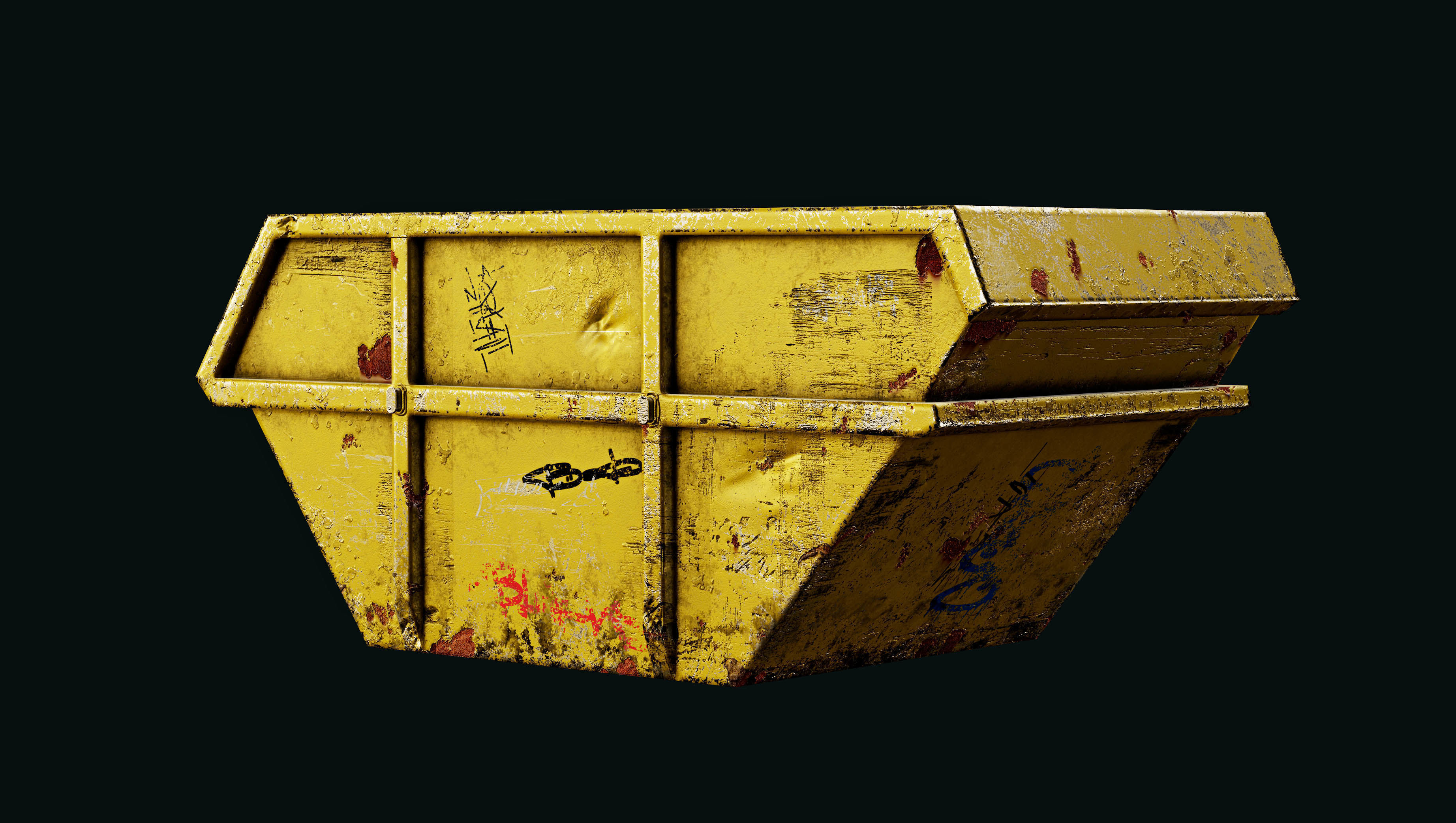 Open dumpster for construction garbage Low-poly 3D model_3