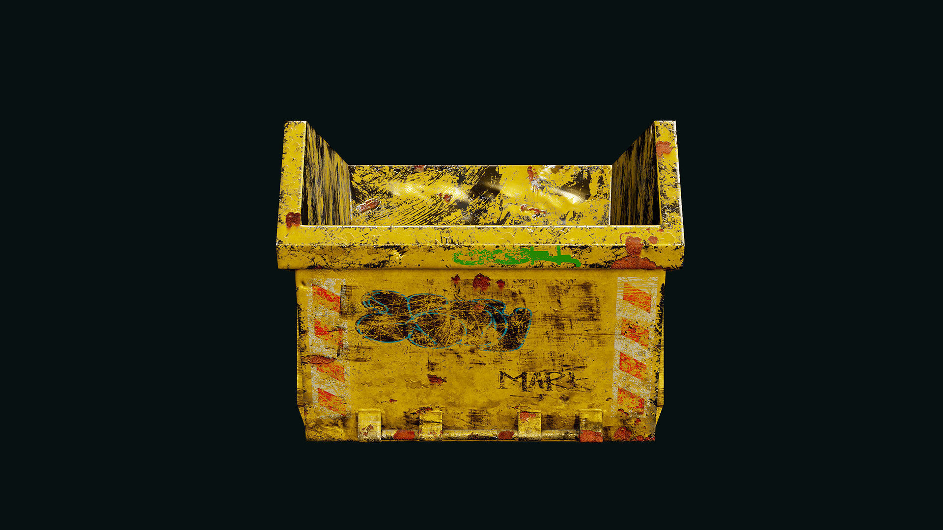 Open dumpster for construction garbage Low-poly 3D model_2