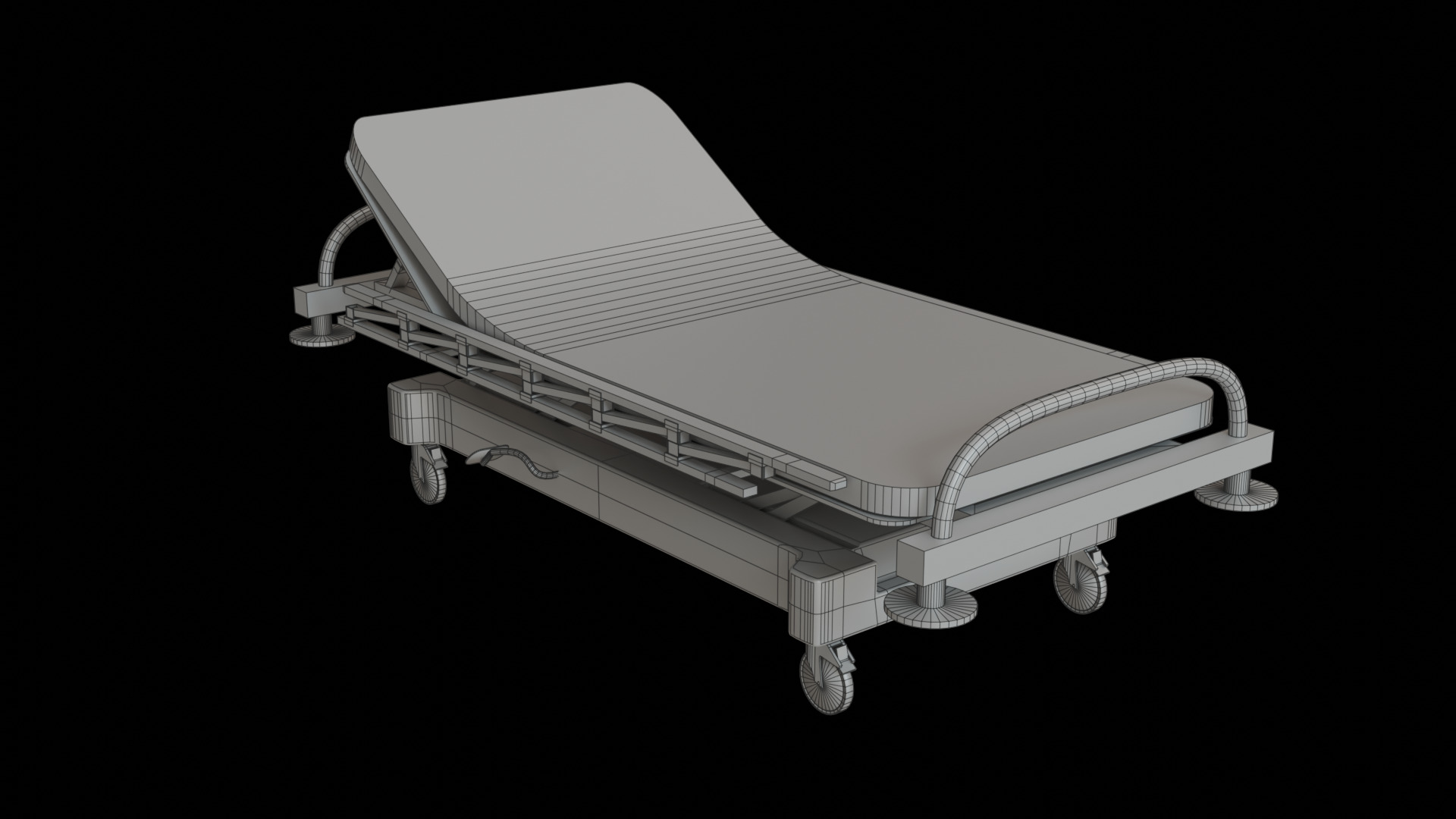 Stretcher Low-poly 3D model_5