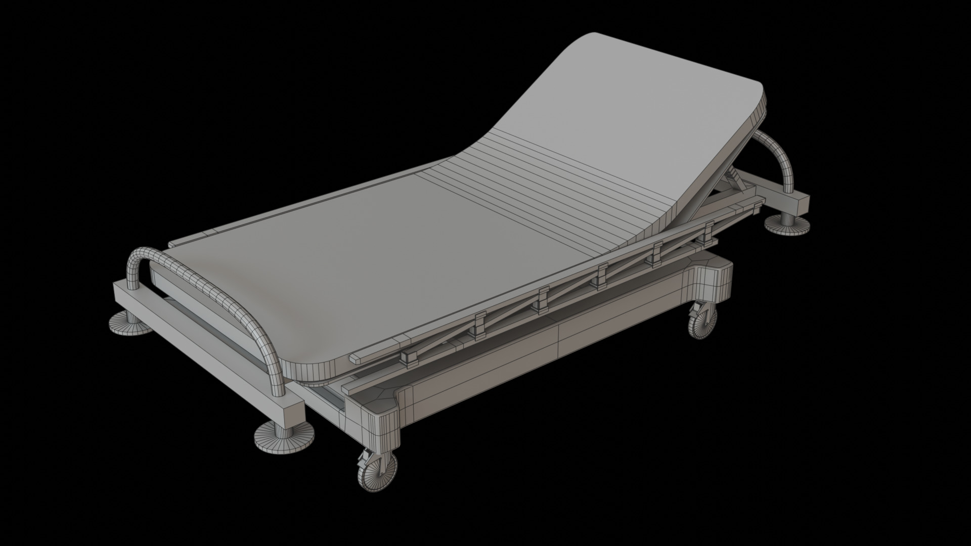 Stretcher Low-poly 3D model_4