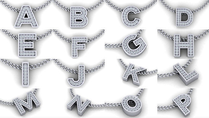 Initial Letter Pendant 3D Model Collection