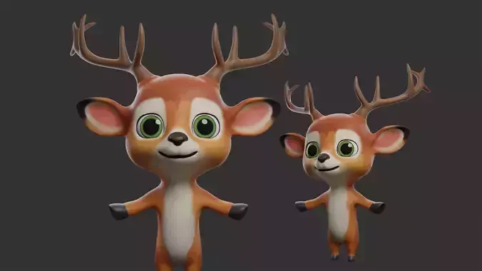 Deer Cartoon Low-poly 3D model